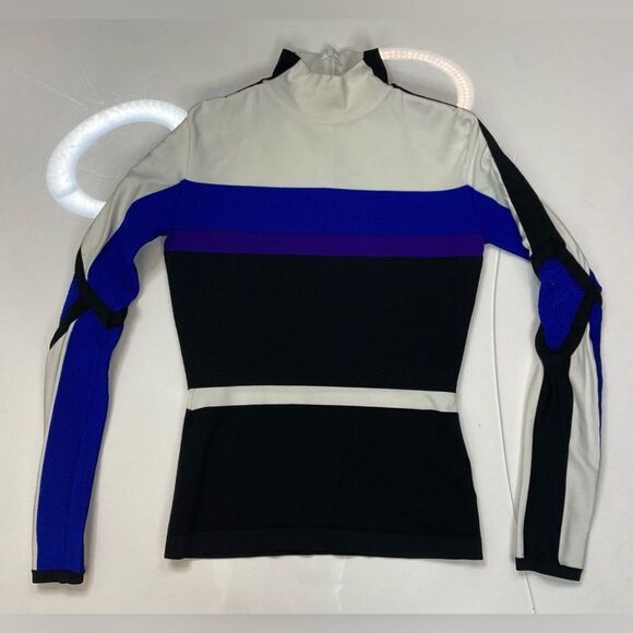 Versace Stretchy Turtleneck Top Women Size 6 or 40 Multicolor Long Sleeve - Picture 1 of 14